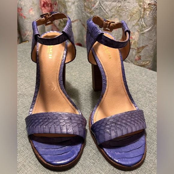 Coach Lexy Blue Textured Sandals With Chunky Heel Women’s Size 7 - Picture 4 of 9